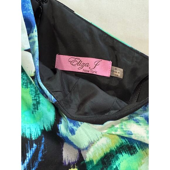 Eliza J Dress Floral Watercolor One Shoulder Size 4 (069) - Picture 2 of 12